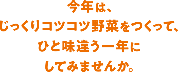 今年は、じっくりコツコツ野菜をつくって、ひと味違う1年にしてみませんか。