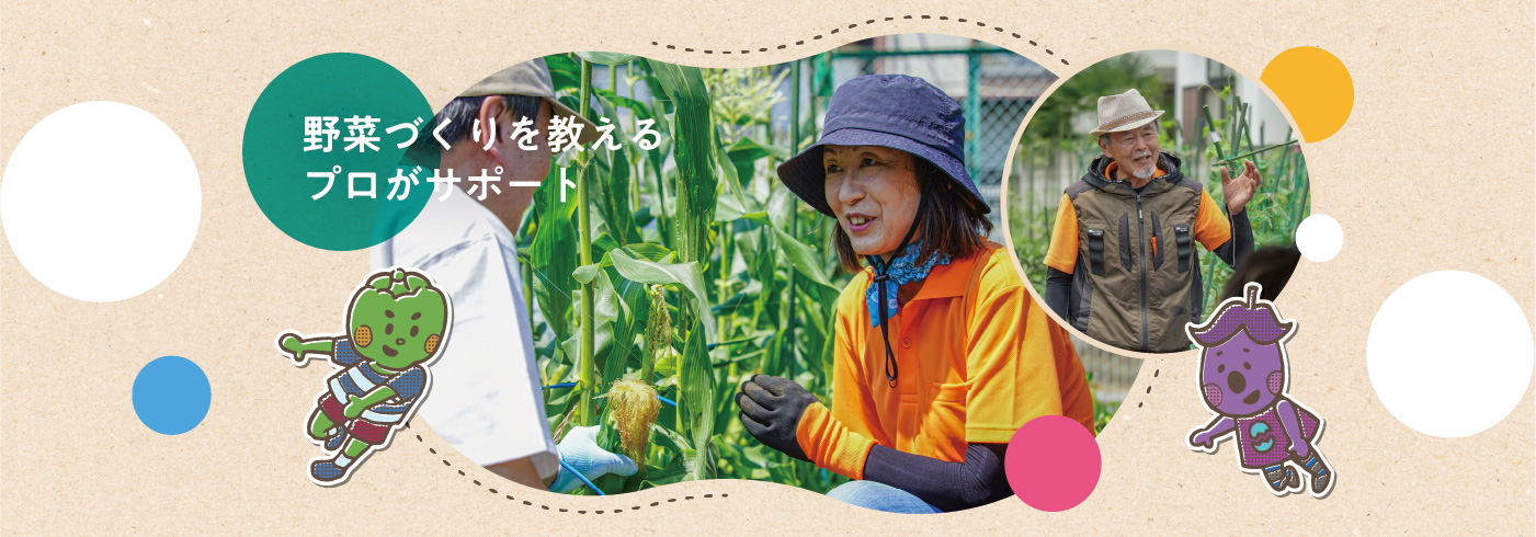 野菜づくりを教えるプロがサポート